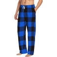 thumbnail image 6 of Logiee Buffalo Plaid Blue Black Print Pajama Pants for Men,Men’s Pajama Bottoms,Mens PJ Pants with Pockets & Button Fly-Large, 6 of 6