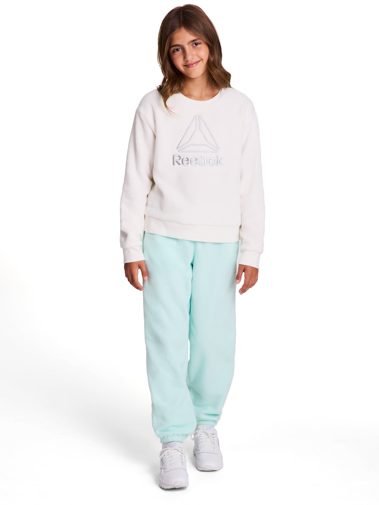 Reebok Girl’s Athletic Luxe Plush Crewneck Sweatshirt, Sizes 4–18