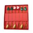 thumbnail image 1 of Juego de cucharas navideñas de acero inoxidable con tema de árbol, Papá Noel y estrella. Cucharas para remover café. Utensilios de cocina festivos con caja de regalo, 1 of 7
