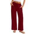 thumbnail image 6 of BUIGTTKLOP Wide Leg Pants for Women Flowy Palazzo Drawstring Elastic Waist Pant Summer Beach Trousers with Pockets, 6 of 6