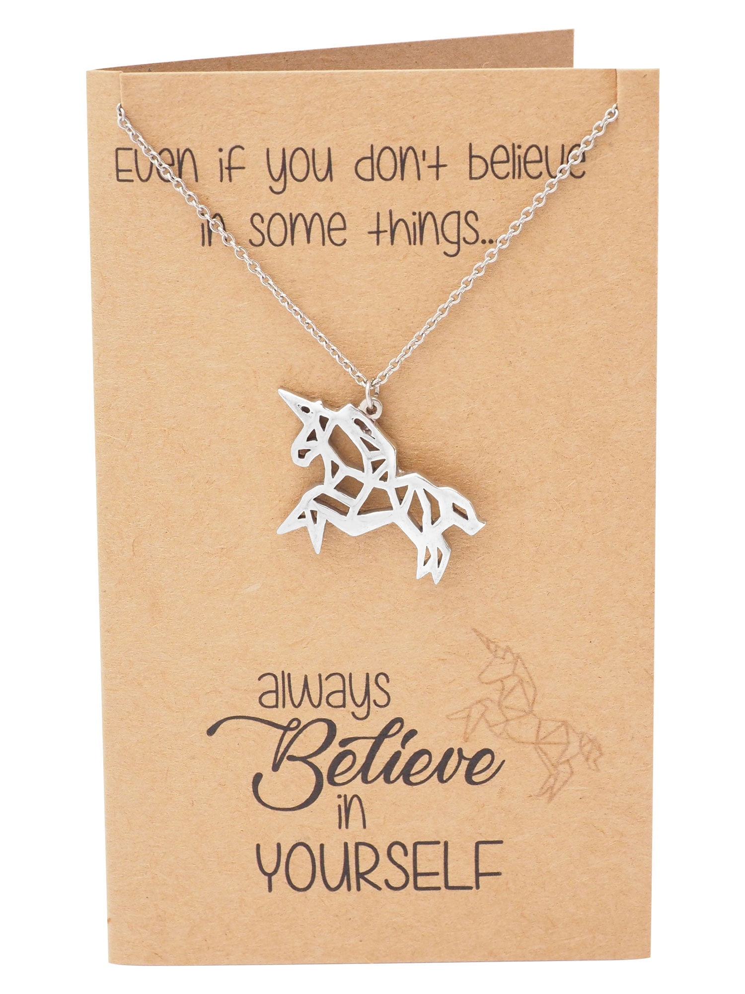 Your Always Charm Unicorn Necklace,Origami Flying Horse Necklace Best Friend Message Card