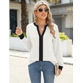 thumbnail image 5 of Womens Tops Dressy Casual Long Sleeve Business Knit T Shirts V Neck Pleated Work Blouses Loose Fall Trendy Clothes, 5 of 5