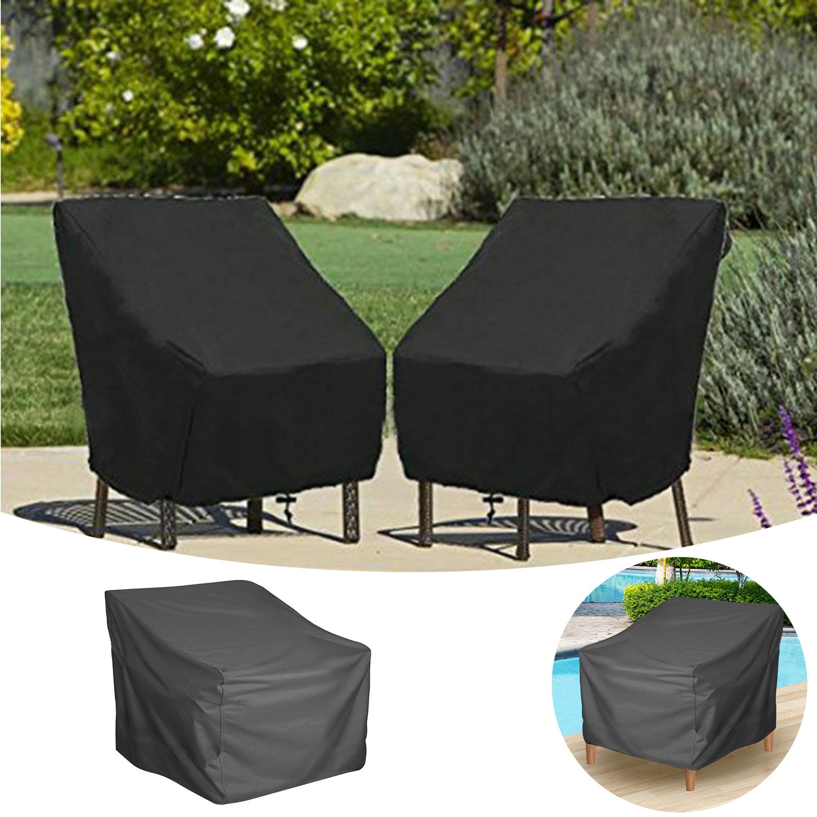 Waterproof Outdoor Rocking Chair Cover 32"x34"x36" – Heavy Duty Grey Patio Furniture Covers for Wicker Chairs, All-Weather Protection, 210D Oxford Fabric
