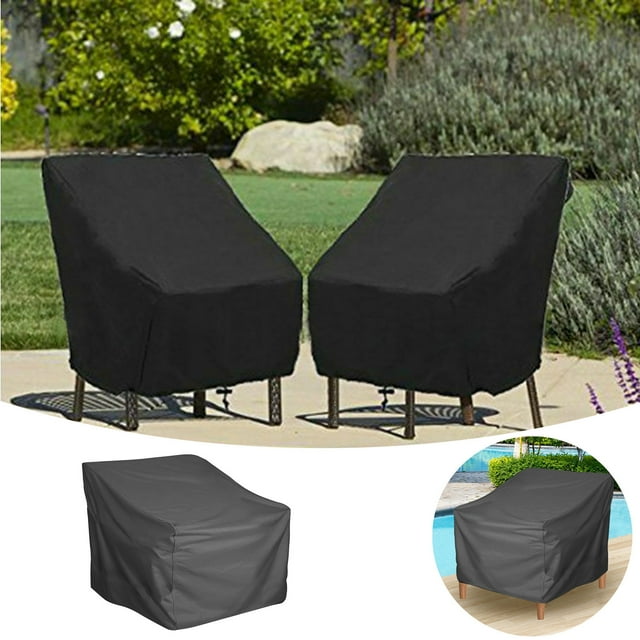 Outdoor Stackable Chair Covers Waterproof 210D - Patio Furniture Covers for Stacking Chairs, All Weather Protection Fits 33.46"L x 31.5"W x 36.02"H Dining Lounge Chairs, Black Garden Chair Covers