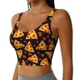 thumbnail image 2 of Rateoe Cartoon Pizza Print Womens' Sports Bras Scoop Neck Sports Vest- Padded U Back Seamless High Impact Support, 2 of 7