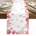 thumbnail image 2 of Ocean Red Coral Table Runner, Summer Nautical Sea Watercolor Fish Starfish Cotton Linen Kitchen Table Decoration Washable Dining Tabletop Runners for Home Party Decor 13x120 Inches, 2 of 9