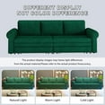 thumbnail image 5 of 93.7" King Size Sleeper Sofa Bed, Pull Out Sofa Bed, Velvet Upholstery, 3 in 1 Convertible Sleeper Couch, Chaise Lounge, Retro Recliner for Living Room, Office, Apartment, Green, 5 of 9