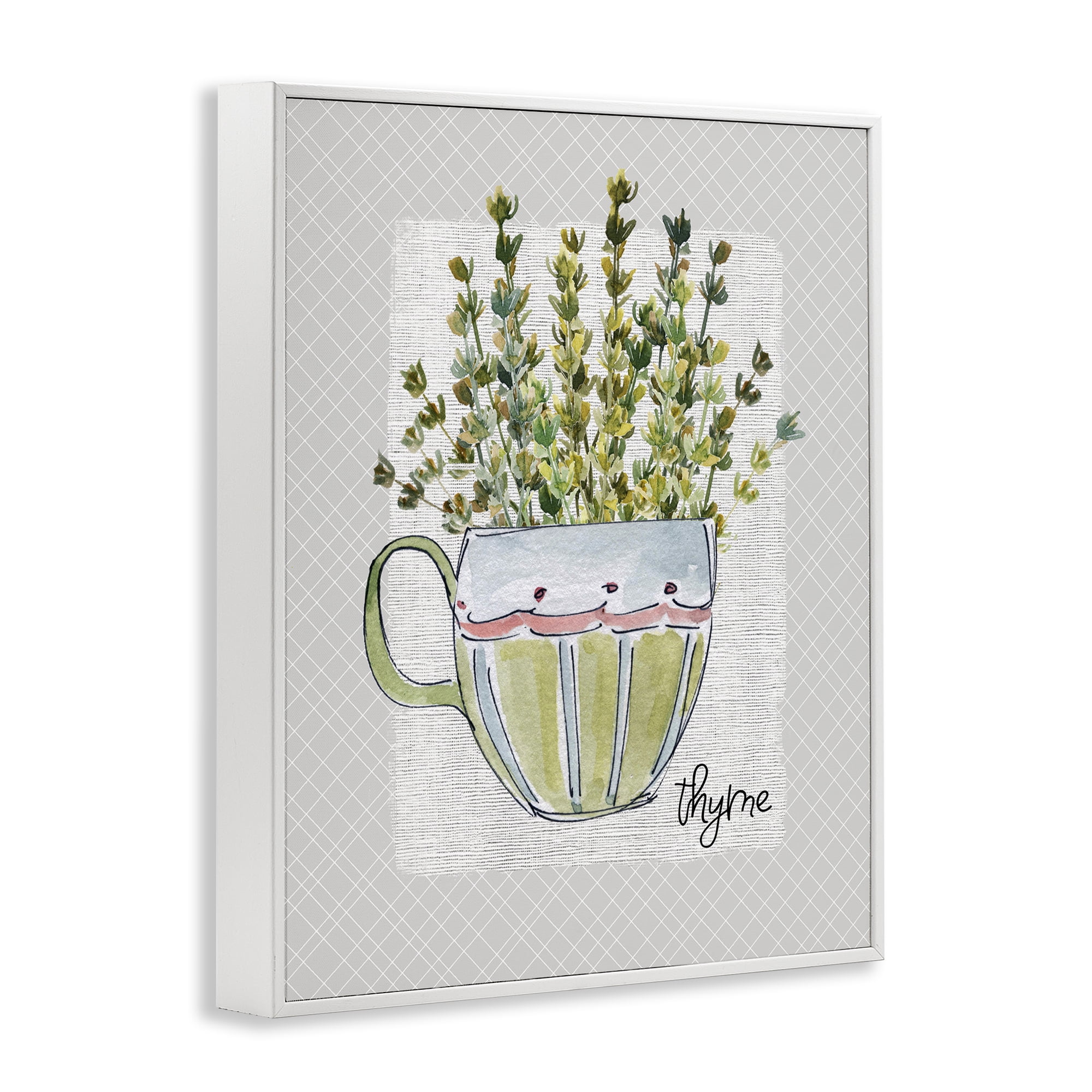Stupell Industries Thyme Herb Mug White Framed Giclee Art, design by Livi Finn
