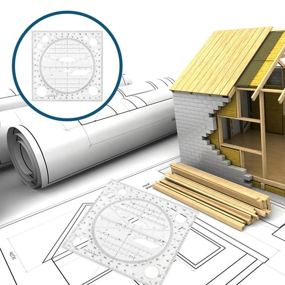 FELTECHELECTR Multipurpose Drawing Ruler 1 Set Black Plastic Square for Students Stationery and Home Use