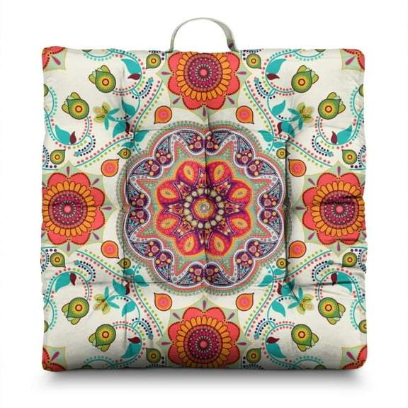 Meditation Floor Pillow with Paisley Pattern, Boho Yoga Cushion for Sitting Comfort in Any Room 22 x 22