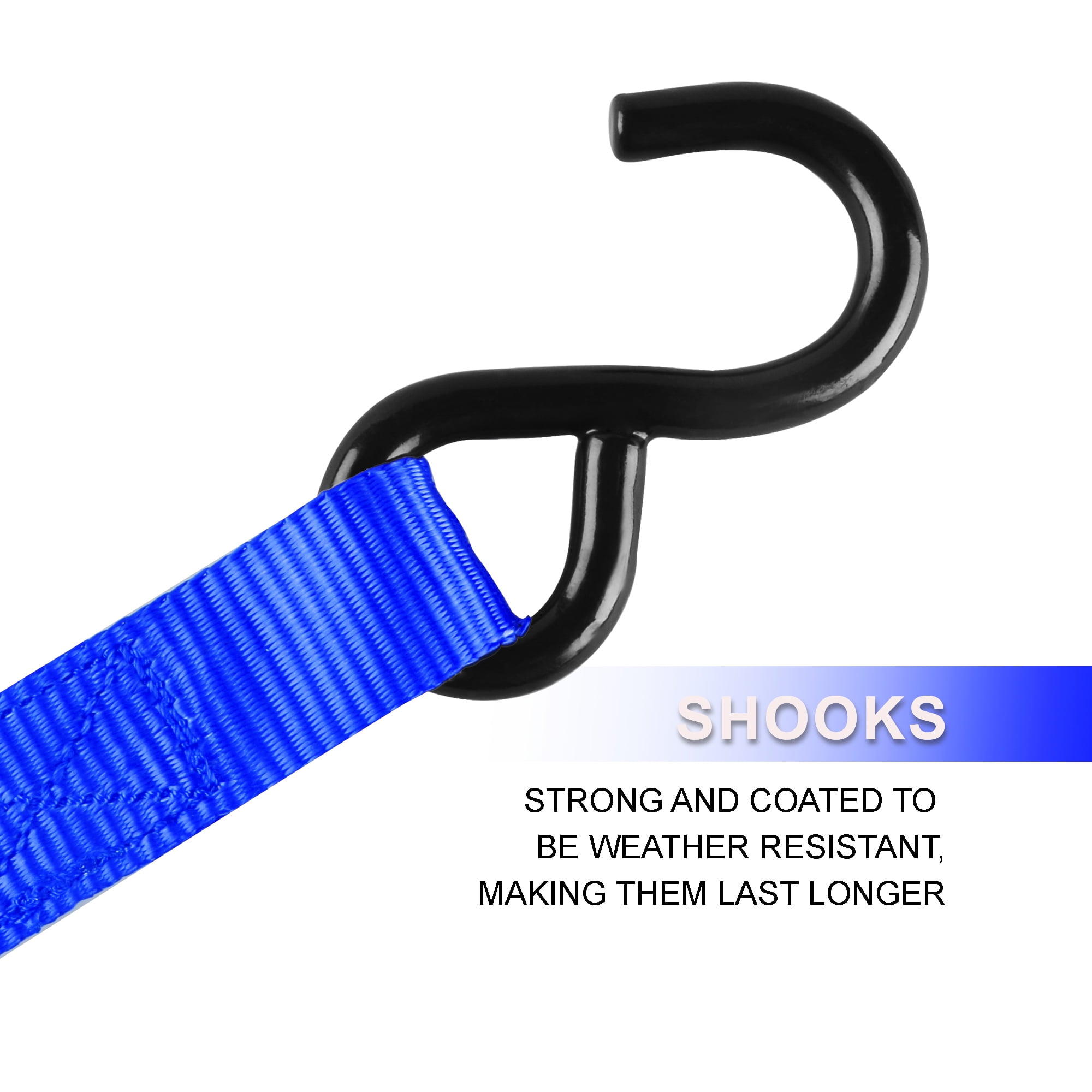 AWELCRAFT 4 X 1500 lbs Ratchet Straps, 15ft Tie Down Strap Set with ''S" Hooks, Blue