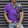 thumbnail image 5 of DDAPJ pyju Mens Fancy Holiday T Shirts Novelty Mardi Gras Mask Graphic Tees Big and Tall Casual Streetwear Tops Tuesday Carnival Party Outfits X-Light Purple S, 5 of 7
