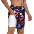thumbnail image 3 of Picia American With Lips pattern Mens Swim Trunks with Compression Liner Stretch Beach Shorts Quick Dry with Zipper Pockets No-Chafing Board Shorts-X-Large, 3 of 9