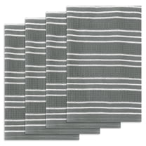 Unique Bargains Striped Kitchen Towels Soft Cotton Dish Towels for Kitchen 26 x 18 Inch Gray 4pk