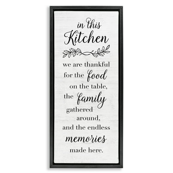 Stupell Industries Kitchen Family Gratitude Text & Numbers Painting Black Floater Framed Canvas Art Print Wall Art, 11 x 25