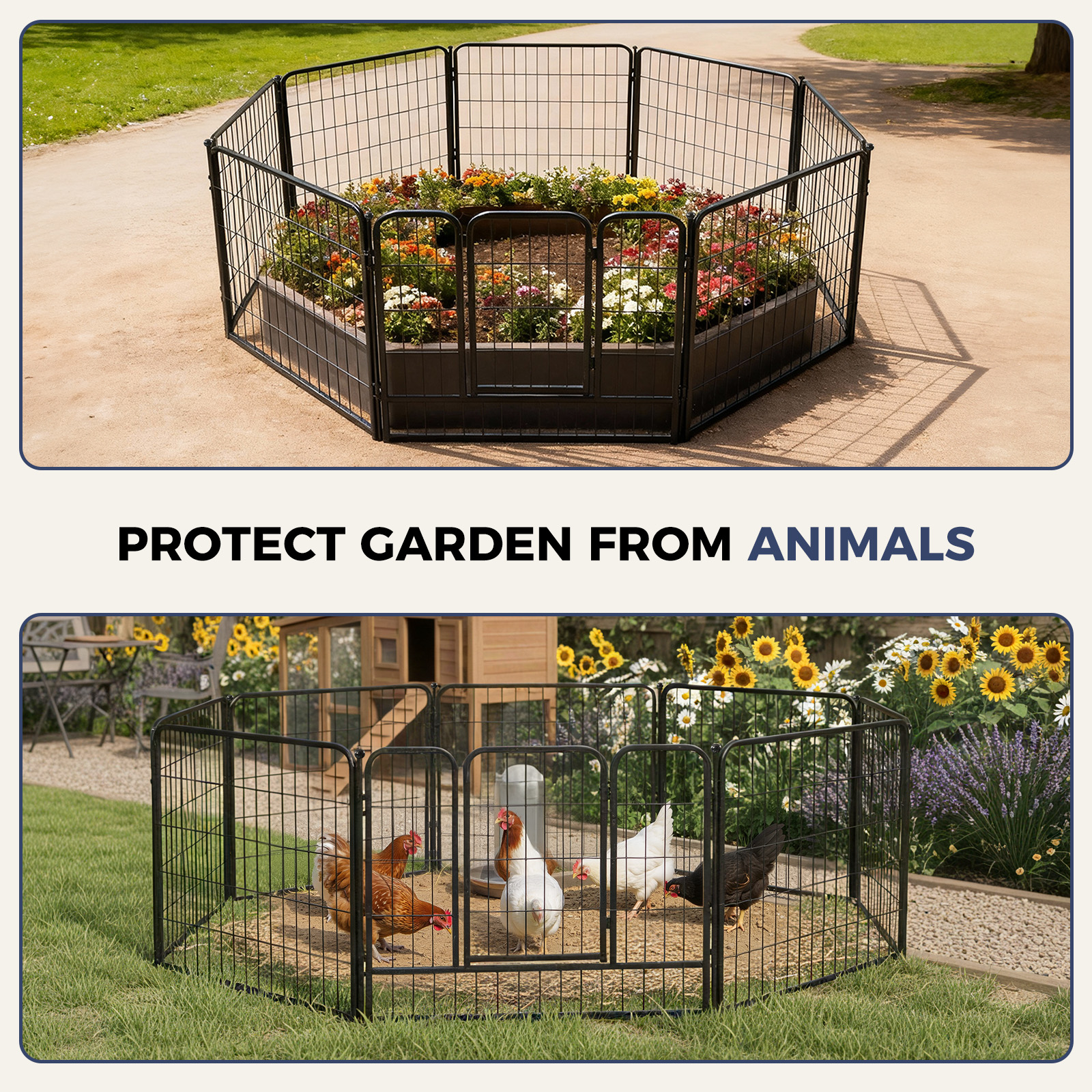 Daluvenix Dog Playpen Outdoor Extra Wide 8 Piece Panels Heavy Duty Dog Fence 32" Height Anti-Rust with Doors Portable for Small and Medium Dogs