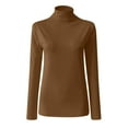 thumbnail image 2 of Women Casual Solid Long Sleeve Mock Turtleneck Blouse Tops Slim Fit Stretchy Layer Tee Shirts, 2 of 5