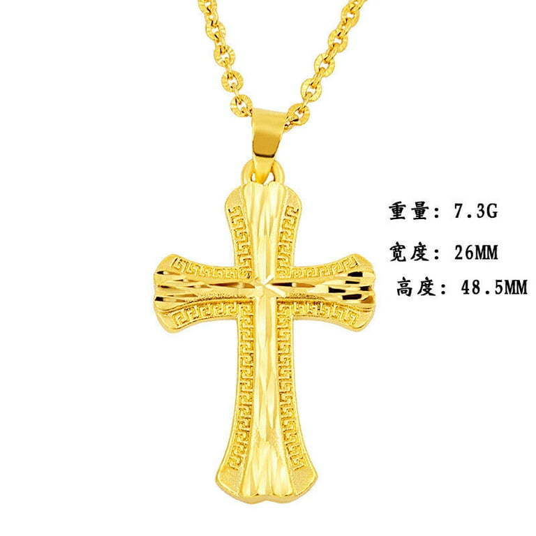 Bamboo cross 22K 23K 24K Thai Baht Gold Filled Yellow GP Necklace