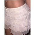 thumbnail image 4 of Pudcoco Women's Mesh Tulle Short Skirt Solid Color Mini Bow Ruffle Layered Elastic Waist Mini Skirt Streetwear, 4 of 7
