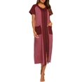 thumbnail image 2 of Housecoat Women's Short Sleeve Zipper Robe Long Nightgown Lougewear with Pockets S-XXL, 2 of 7