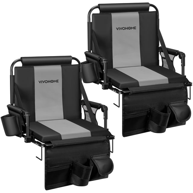 Asiento para estadio VIVOHOME 2 unidades sillas portátiles negro gris