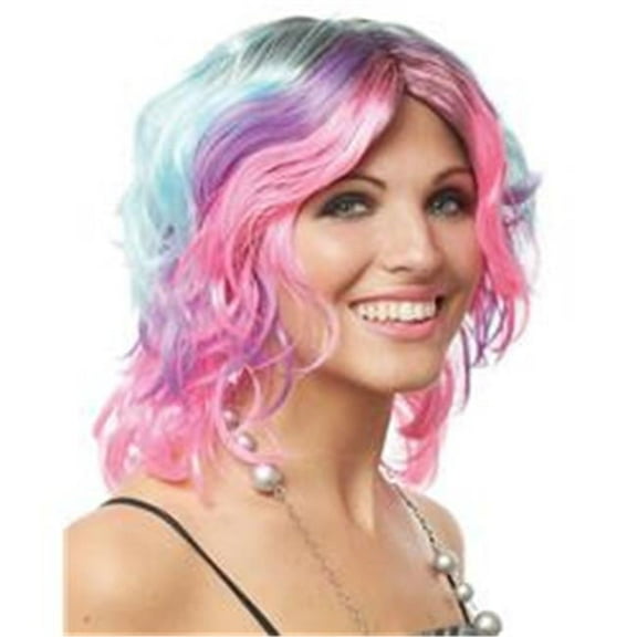 Women Rainbow Short Curly Costume Wig, Multi Color