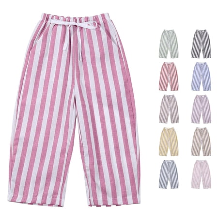 Yuhangmm Boys Pants Kids Baby Girl Striped Pants Daily Elastic Waist Pants Teenage Boys Hot Pink 18-24 Months