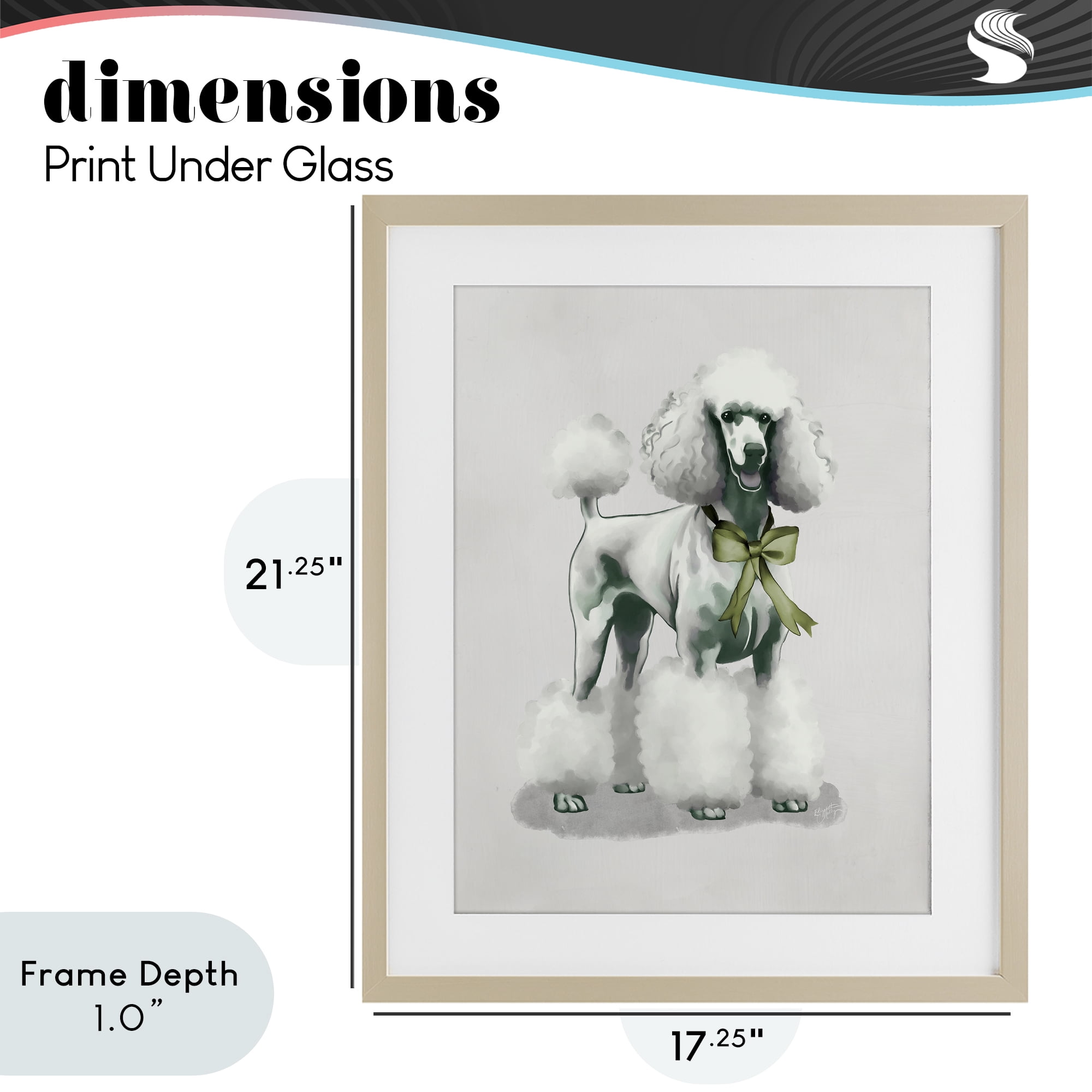 Stupell Industries Graceful Poodle & Ribbon Birch Framed Print Under Glass, design by Elizabeth Medley