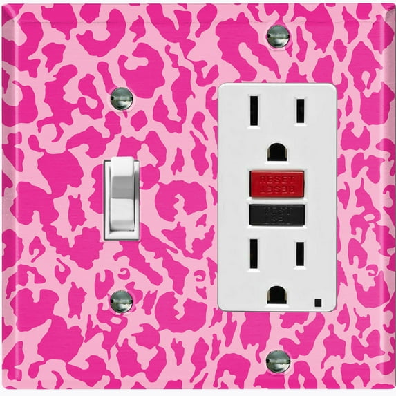 Metal Light Switch Plate Outlet Cover (Pink Leopard LEO001)