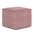 thumbnail image 1 of SIMPLIHOME Brynn Square Pouf, Footstool, Upholstered in Patterned Maroon and Natural Cotton, for the Living Room, Bedroom and Kids Room, Transitional, Modern, 1 of 5
