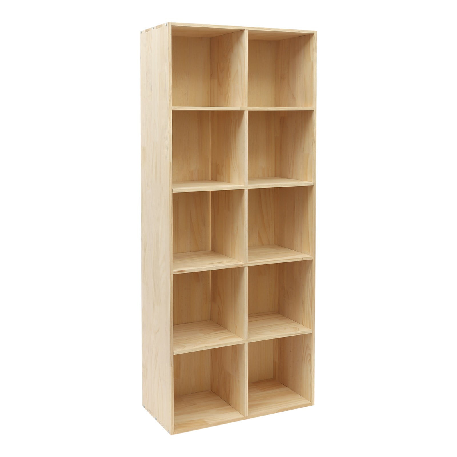 Cube Storage Cabinet, 10 Compartments Solid Wood Bookcase, Floor-Mounted Toy Organizer Classroom Furniture for Nursery Study Room Living Room, 59" L x 12" W x 24" H