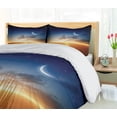 thumbnail image 5 of Ambesonne Scenery Duvet Cover Set, Sunset Sky Moon Stars, Queen, Navy Yellow Orange, 5 of 6
