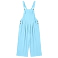 thumbnail image 6 of ZQUUVOU Women's Sleeveless Cotton Linen Overalls Wide Leg Adjustable Straps Casual Palazzo Jumpsuits with Pockets Light Blue, 6 of 6
