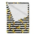 thumbnail image 2 of Indie Soft Flannel Fleece Blanket, Pattern with Horizontal Stripes and Banana Tropical Fruits Exotic Tasty Food, Cozy Plush for Indoor and Outdoor Use, 50" x 60", Black White Yellow, by Ambesonne, 2 of 5