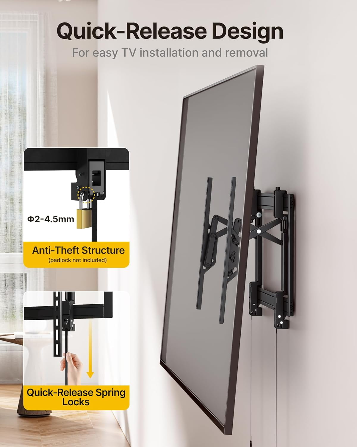 monTEK Heavy Duty Tilting TV Wall Mount for 37–90 Inch TVs up to 200 lbs, Low Profile TV Bracket with Tilt & Swivel, 6.8" Extension, Fits 16/18/24" Studs, Max VESA 600x400mm, Black