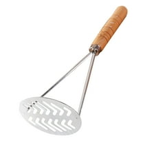 Aihimol Wooden Handle Stainless Steel Potato Smasher - Handheld Kitchen Utensil Masher - Potato Masher Cooking tool