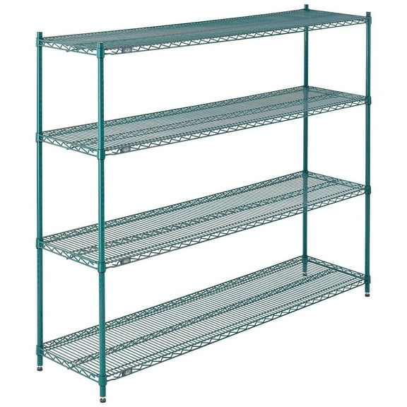 Nexel Wire Shelving, Green Epoxy, 72"W X 18"D X 63"H
