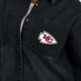 thumbnail image 6 of Women's WEAR by Erin Andrews Black Kansas City Chiefs Washed Oversized Denim Full-Snap Shacket, 6 of 6