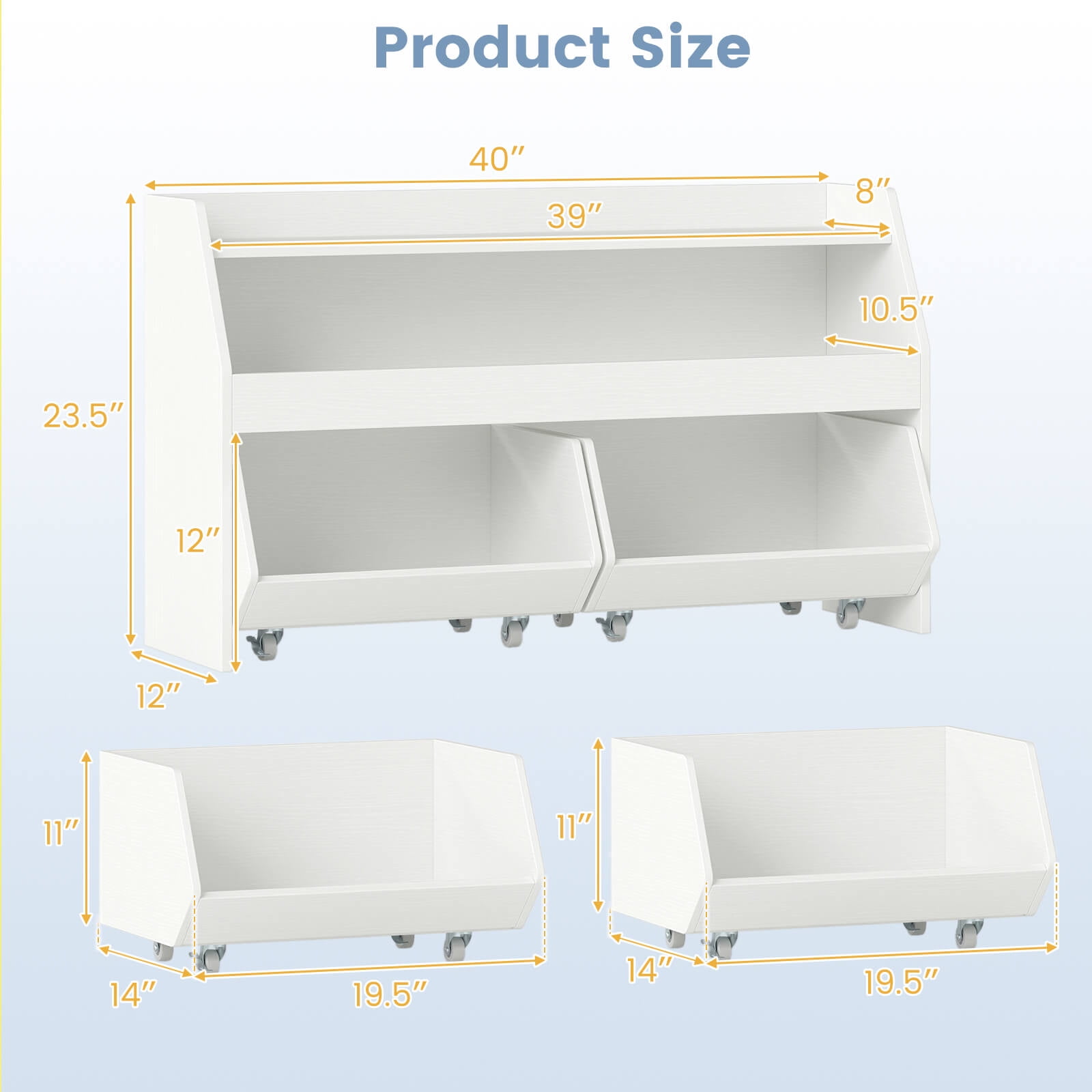 Costway Kids Toy Storage Organizer with 2 Movable Drawers Open Shelf Compartment for Kids White