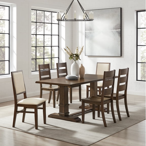 Crosley Furniture Joanna 7-Piece Dining Table Set in Dark Oak/Creme