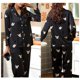 thumbnail image 4 of Conjunto de pijama de satén con cuello en V para mujer, Top de manga larga, pantalones, traje de Casa de seda, ropa de dormir con estampado de temperamento elegante, primavera y otoño, 4 of 4
