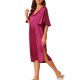 thumbnail image 4 of Noche de satén para mujeres Inspire Chic, vestido de dormir de manga corta acampanada, camisón, bata de noche S rojo profundo, 4 of 6