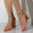 thumbnail image 2 of Womens Sandals Dressy 2024 Spring Versatile High Heel Square Heel Pointed Hollow Sandals Pink 40, 2 of 8
