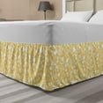 thumbnail image 1 of Botanical Bed Skirt, Hibiscus Violet Blossoms Meadow Exotic Spring Revival Style Flourishes, Elastic Bedskirt Dust Ruffle Wrap Around for Bedding Decor, 4 Sizes, Pale Mustard White, by Ambesonne, 1 of 2