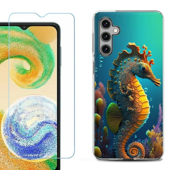 OneToughShield ® Compatible with Samsung Galaxy A15 5G, Shockproof Phone Case, with Tempered Glass Screen Protector - Seahorse