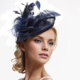 thumbnail image 2 of SWSMCLT Women's Fascinator Tea Party Hat Mesh Fancy Wedding Elegant Hat Kentucky Derby Hat Party Fashion Navy One Size, 2 of 4