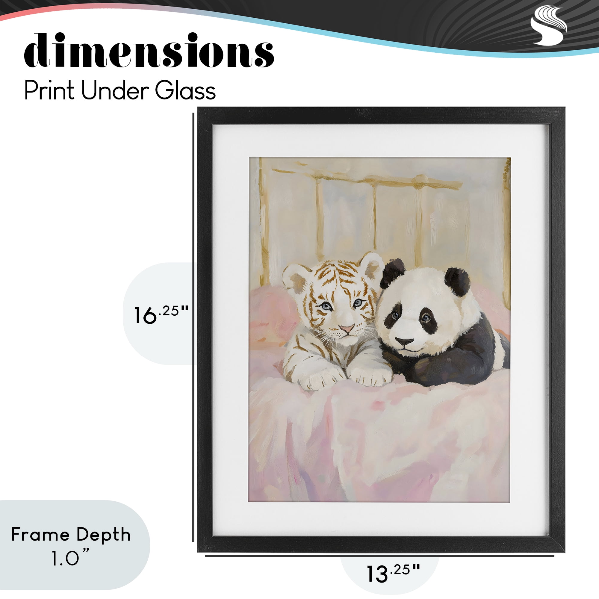 Stupell Industries Baby Panda & Tiger Cuddles Black Framed Print Under Glass, design by The Prints Vibe