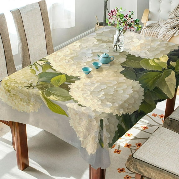 BZSMCE Square Tablecloth White Hydrangea Bush Painting Pattern Tableclothes