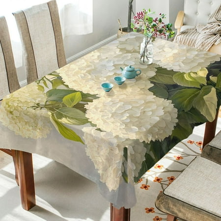

BZSMCE Square Tablecloth White Hydrangea Bush Painting Pattern Tableclothes