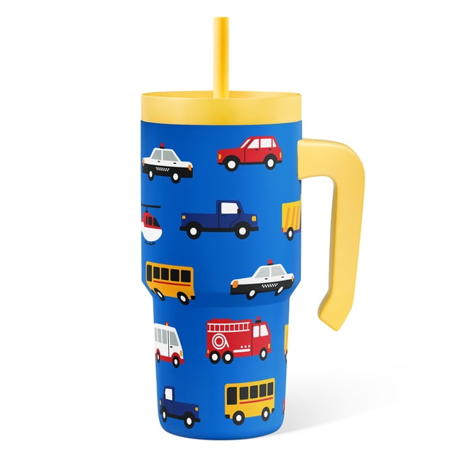 Vaso para Beber SANDJEST de 20 oz para Niños con Asa y Pajilla
